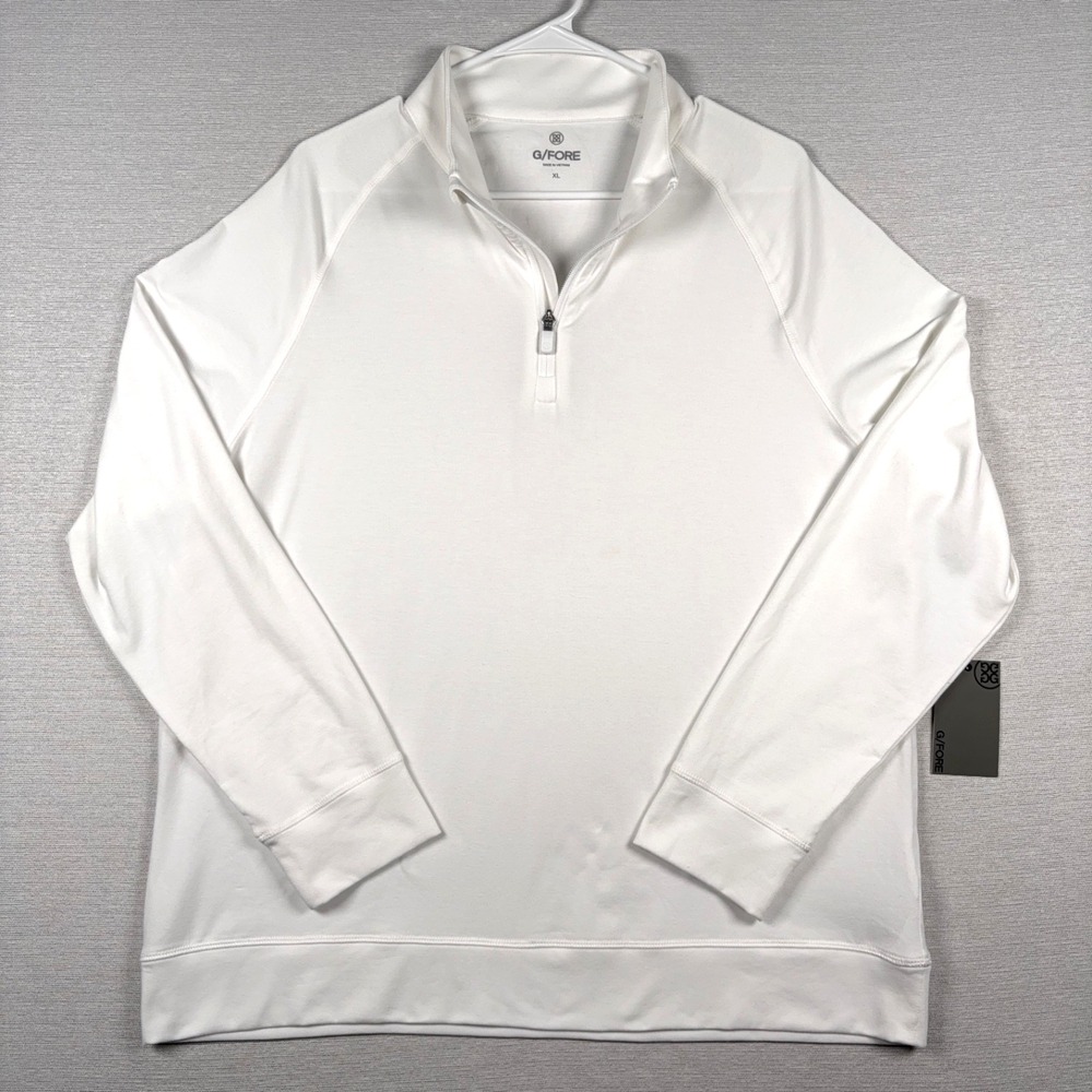 G/FORE Luxe 1/4 Zip Golf Pullover Mens XL Snow Poly Cotton Stretch NEW